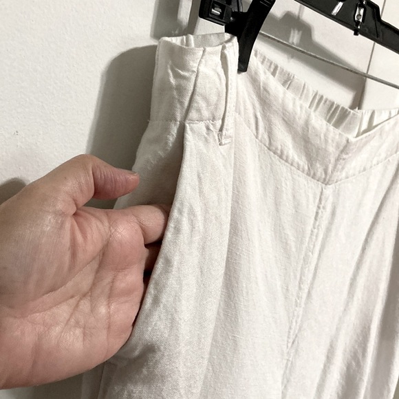 J Jill Linen Blend Wide Side Slit Leg White Pants Women's Large - Picture 6 of 16